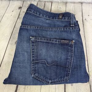 7 For All Mankind Men's Brett Size 34X34 Bootcut Jeans Dark Wash Stretch Western